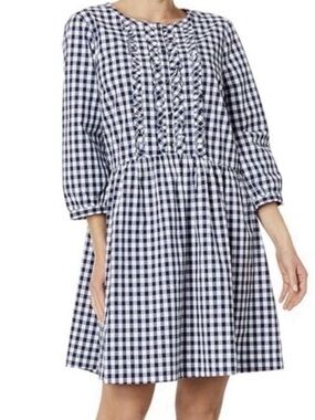 Draper James Gingham A-Line Women's Dress in Navy and White